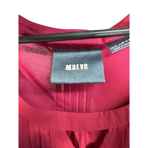 Anthropologie Maeve Womens Teni Burgundy Red Top Laser Cut Out Blouse, Size 16 - Picture 5 of 9